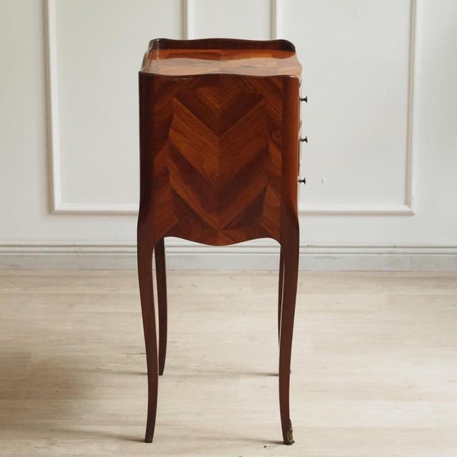 Louis XV Bedside Table with Floral Inlays, 1900s For Sale - Image 9 of 13