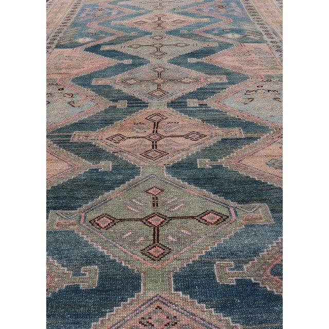 Antique Presian Gallery Kurdish Rug in Wool With Sub-Geometric Design For Sale - Image 9 of 11