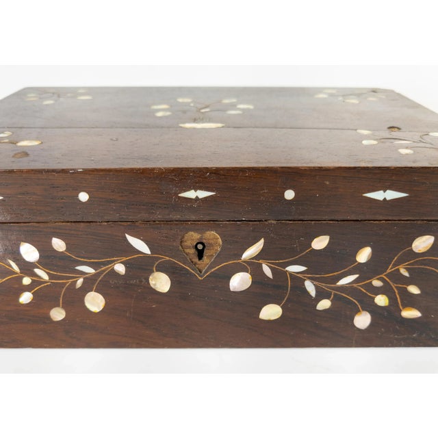 Antique Americana Folk Art Rosewood Writing Box For Sale - Image 10 of 11