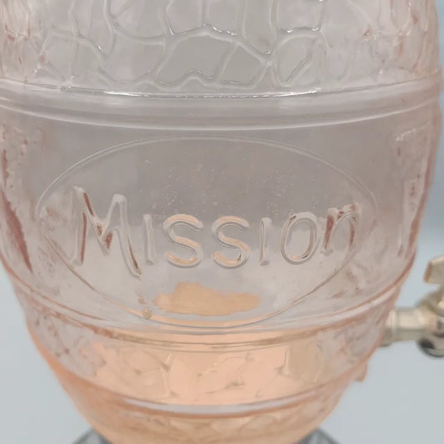 Art Deco Mission Orange 1930s Pink Glass Soda Fountain Dispenser W/ Lid For Sale - Image 3 of 7