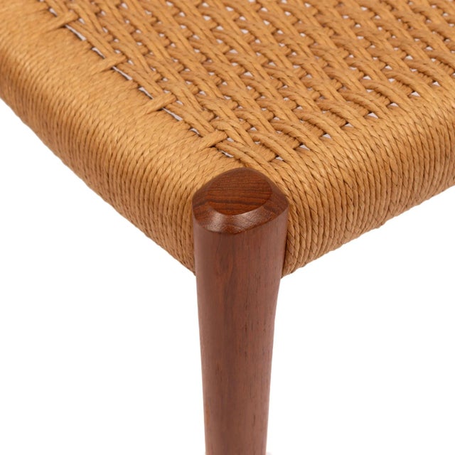 Vintage Niels Otto Møller Model 77 & 57 Teak Dining Chairs With Danish Papercord For Sale - Image 13 of 14