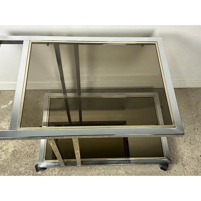 1960s Service / Roller Table in Chromed and Golden Brass from Belgo Chrom / Dewulf Selection, 1960s For Sale - Image 5 of 13