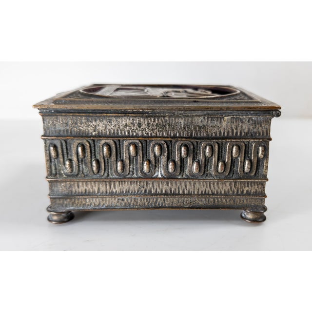 20th Century Gun Metal Gray Art Deco Bronze Dresser Box by Oscar Bach For Sale In New York - Image 6 of 13