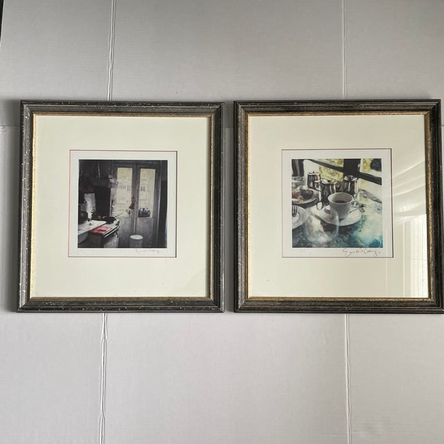 Cream Vintage Ethan Allen Framed Art Prints - Model 07-2366 & 07-2365 - Pair For Sale - Image 8 of 11