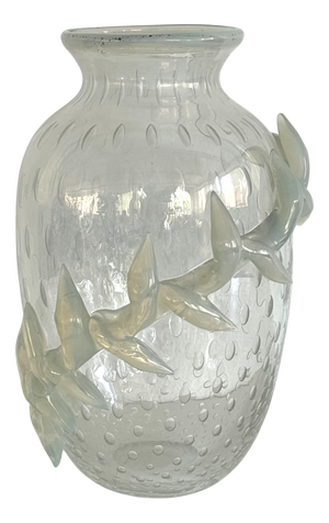 Italian Murano Glass Vase with Air Bubbles and Glass Garland, 1990s