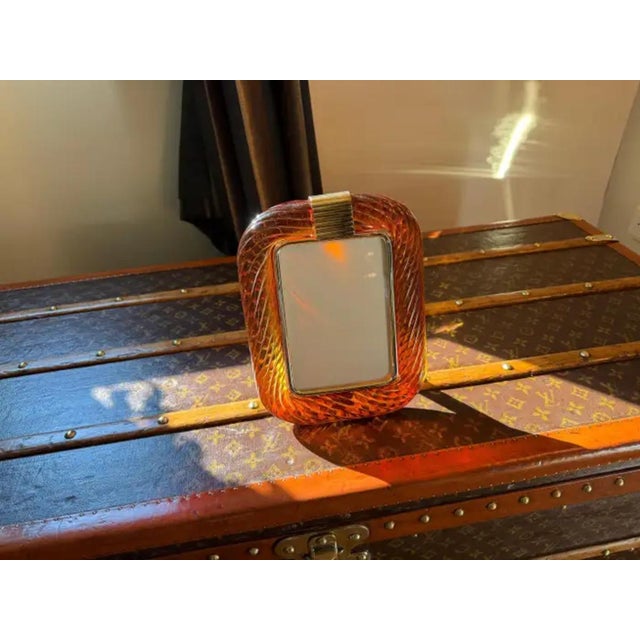 Orange Amber Twisted Murano Glass and Brass Photo Frame, 2000 For Sale - Image 8 of 15