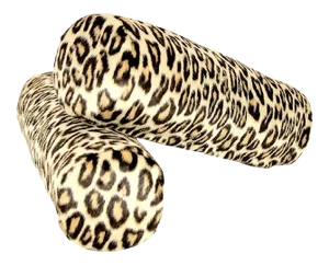 Vintage Leopard Fur Velvet Bolster Pillows - a Pair