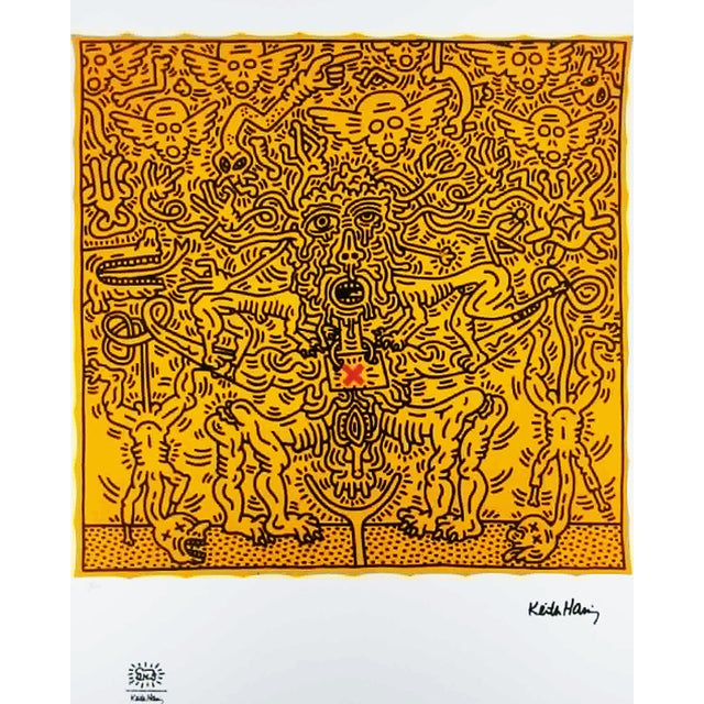 Keith Haring Limited Edition Lithograph Numbered in Pencil - 23 of 150 Authorization stamps: Impressed Oringinal Stamp...