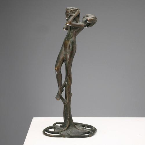Art Nouveau Bronze Candleholder For Sale - Image 10 of 10