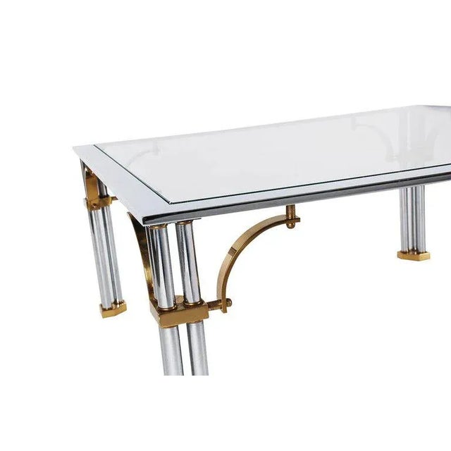 Mid-Century Modern Hollywood Regency Brass & Glass Cocktail Table For Sale - Image 3 of 3
