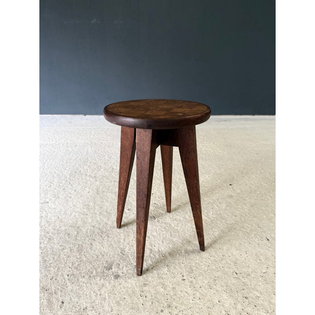 Reconstruction Marquetry Inlay Stool, France, 1940s For Sale - Image 13 of 13