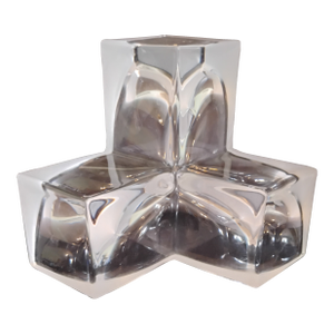 1980s Daum Cubist 3-Section Clear and Frosted Crystal Bowl