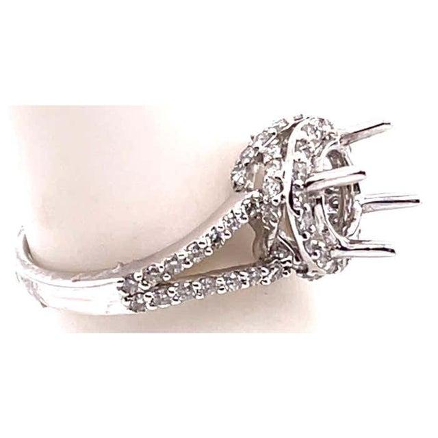 18 Karat White Gold Round Engagement Ring Setting Diamond Halo and Two Row Band For Sale - Image 11 of 11