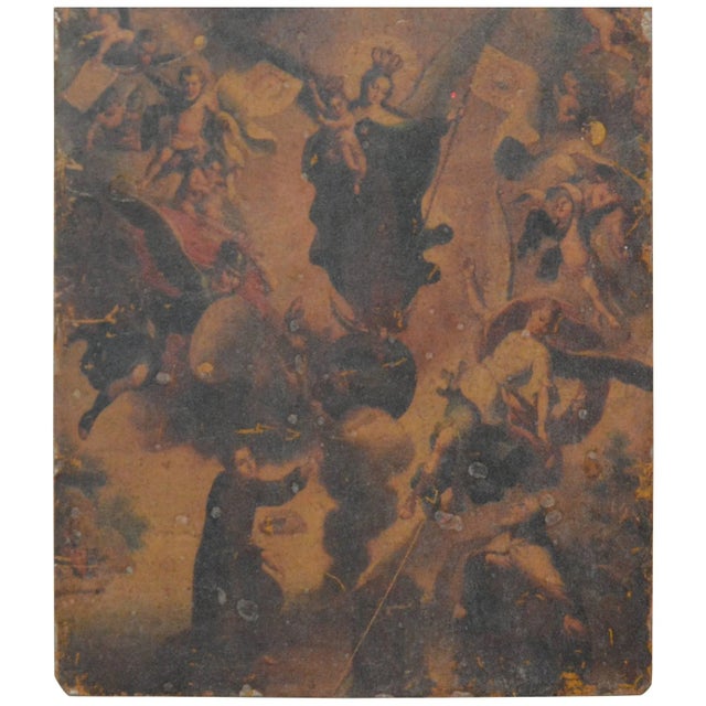 Early 19th Century Early 19th Century Retablo Spanish Religious Painting on Tin For Sale - Image 5 of 5