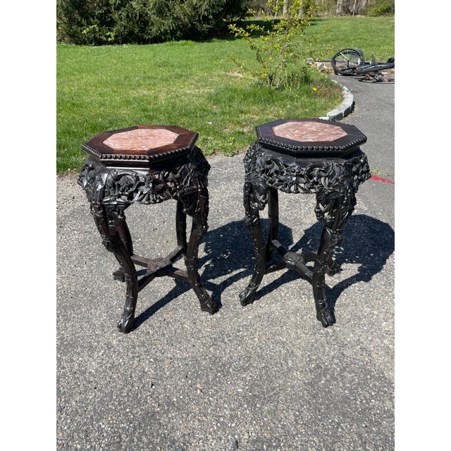 Antique Japanese Meiji Carved Side Tables - a Pair For Sale - Image 13 of 13