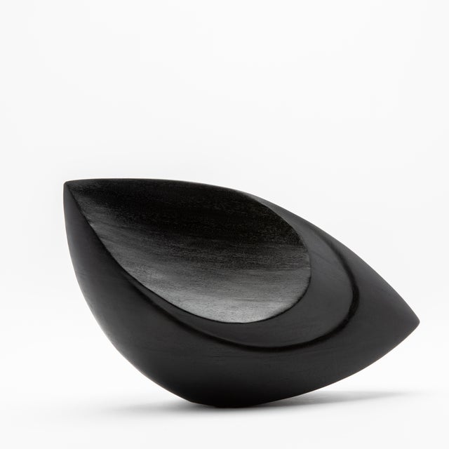 Wood Pair of Modern Abstract Sculptures in Black Oak by Patrick Coard Paris For Sale - Image 7 of 12