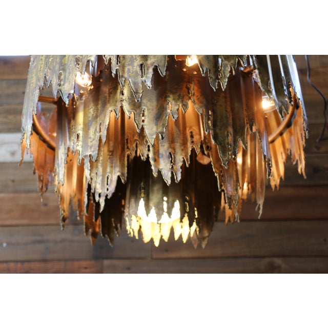 Vintage 1960s Brutalist Torch-Cut Brass Chandelier by Tom Greene For Sale - Image 11 of 12