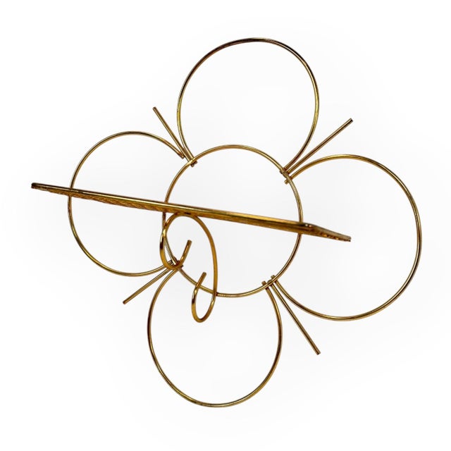 Metal 1950s Atomic Mid-Century Gold Wire Daisy Flower Wall Shelves, a Pair For Sale - Image 7 of 10