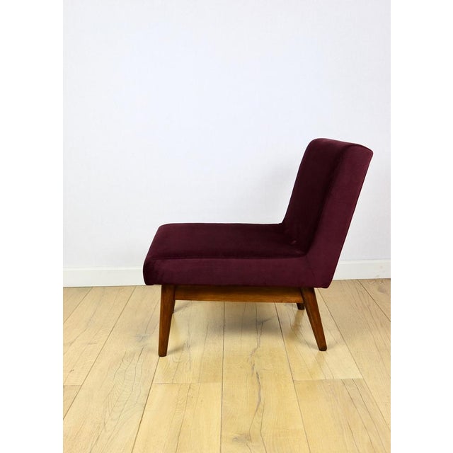 Vintage Loft Armchair in Burgundy Wine Velvet, 1970s For Sale - Image 4 of 12