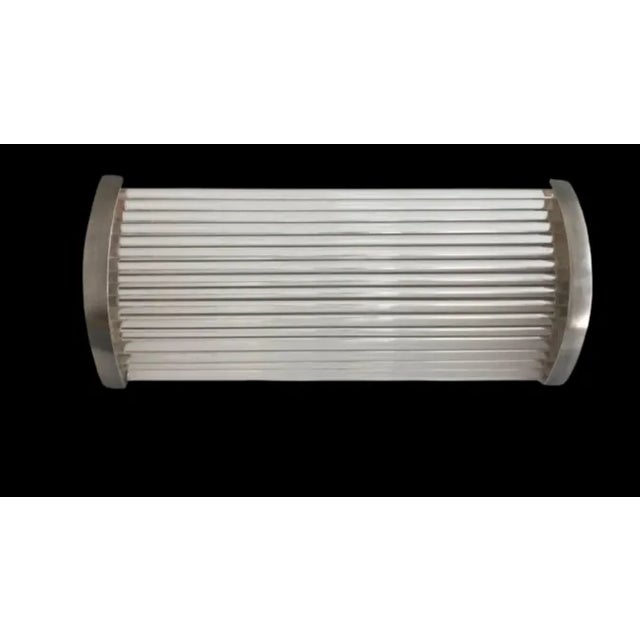 Art Deco Pair Vintage 1940s Skyscraper Art Deco Wall Sconces Fixtures in Nickel Brass & Glass Rod Ship Light For Sale - Image 3 of 5