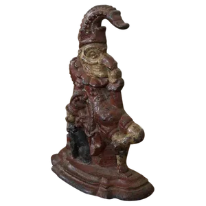 Painted Cast Iron Door Stop Depicting Punch and His Dog, Toby