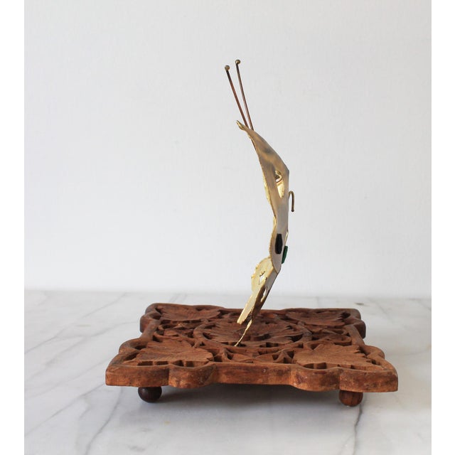Mid-Century Brutalist Brass Butterfly Wall Hanging For Sale In Milwaukee - Image 6 of 7