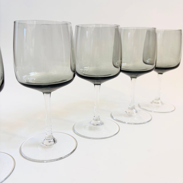 Mid 20th Century Mid Century "Cora" Smoke Glass Wine Glasses by Peill & Putzler, Germany - 5 Ounces - Set of 5 For Sale - Image 5 of 9