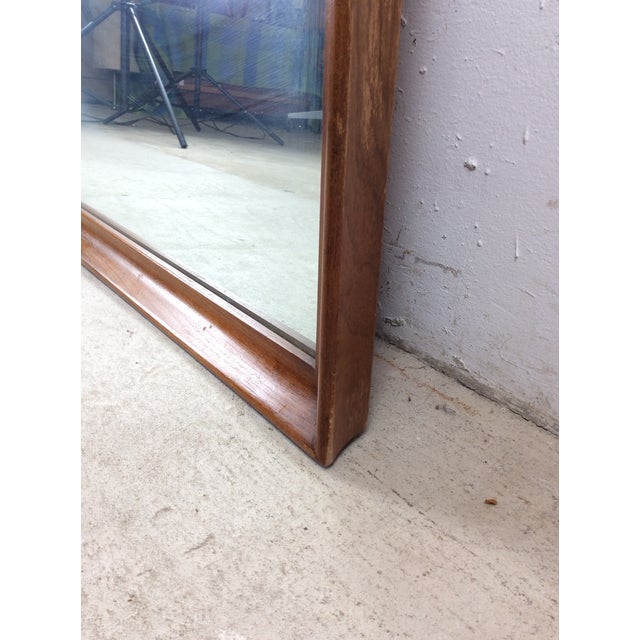 Mid Century Modern Long Rectangular Wall Mirror With Walnut Frame For Sale - Image 10 of 17