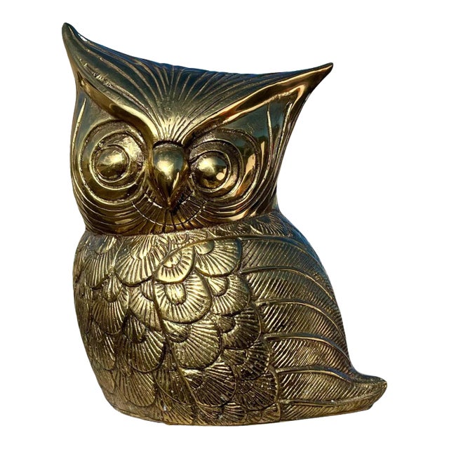 1960s Brass Vintage Owl Coin Bank For Sale