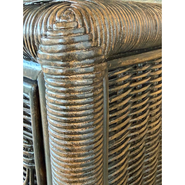 Late 20th Century Vintage Coastal Organic Modern Rattan Wicker Nightstands or Bachelor Chests For Sale - Image 5 of 12
