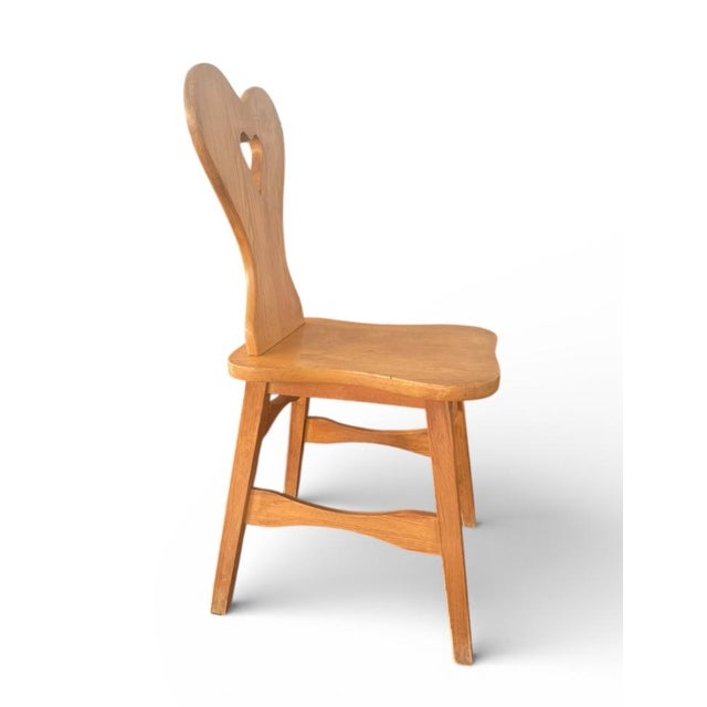 Mid-Century Modern Set of 6 Vintage Mid-Century Tyrolean Style Pine Heart-Back Dining Chairs For Sale - Image 3 of 8