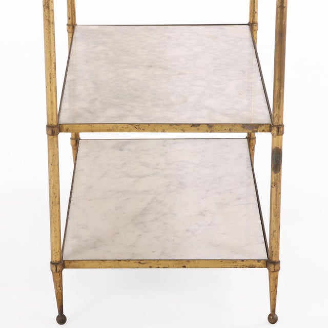 Brass A French Directoire Style Marble and Brass Three-Tier Table, C. 1945. For Sale - Image 8 of 8