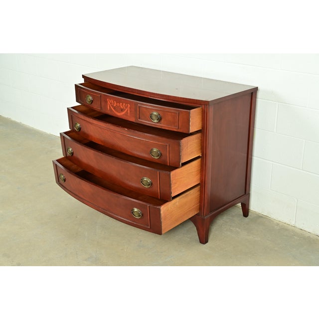 Federal Inlaid Mahogany Bow Front Dresser Chest by National Furniture, Circa 1960s For Sale In South Bend - Image 6 of 13