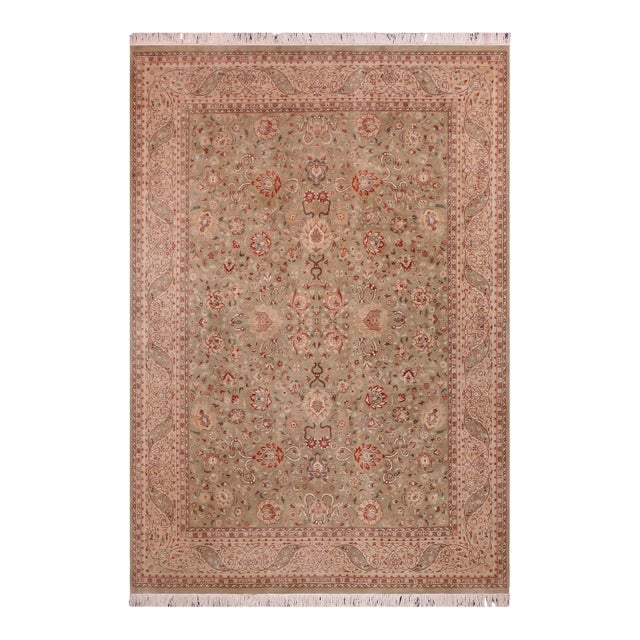 Floral Pak-Persian Green/Beige Wool Rug - 9'0'' X 12'0'' For Sale