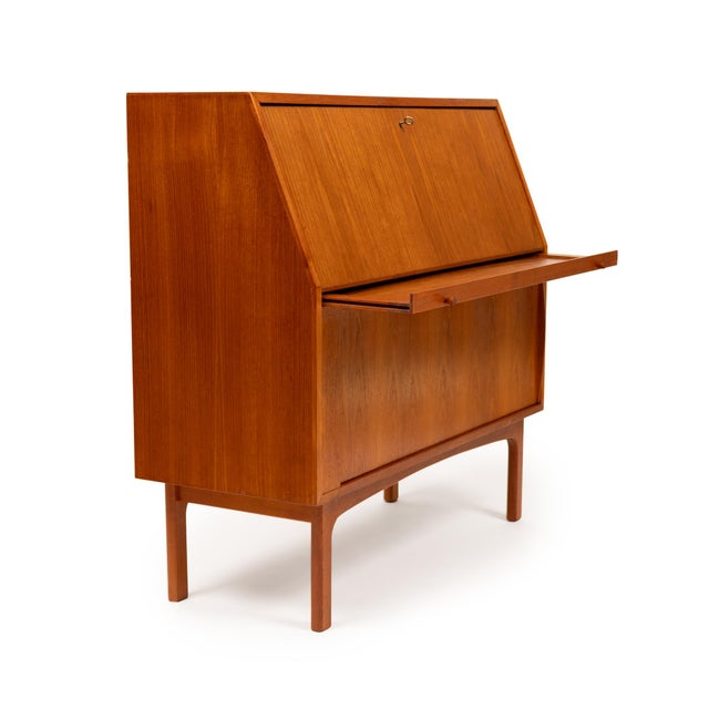 Brown Vintage Danish Mid-Century Teak Secretary Desk by Bernhard Pedersen & Sons For Sale - Image 8 of 12