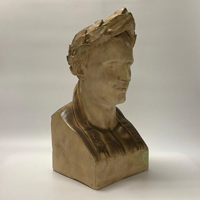 Large plaster bust of napoleon. Stained.
