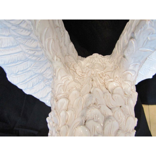 Monumental Italian White Glazed Terra Cotta Eagle Sculpture Circa 1960s For Sale - Image 14 of 17