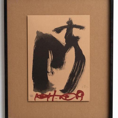 Antoni Tàpies, Abstract Black and Red Composition, Lithograph on Paper, Framed For Sale - Image 15 of 17