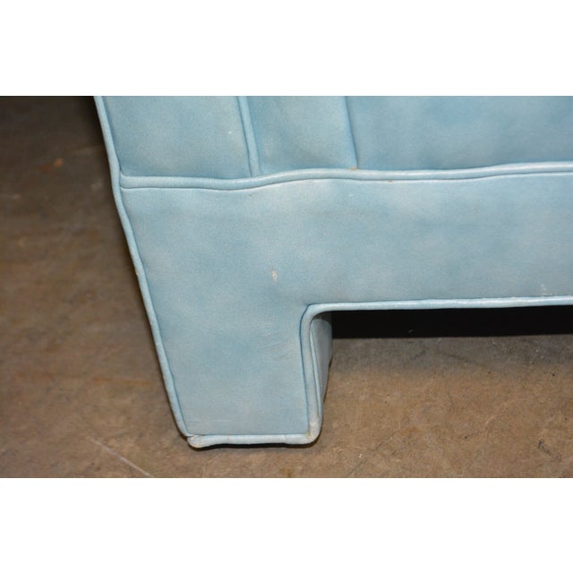 Aqua Vintage Drexel Aqua Blue Tufted / Buttoned Leather Chesterfield Loveseat Sofa For Sale - Image 8 of 18