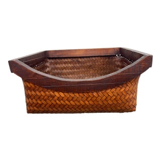 Vintage Brown Ikebana Basket For Sale