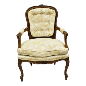 Vintage Heritage French Country Louis XV Style Cane Back Fauteuil Arm Chair