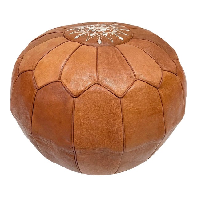 Animal Skin Contemporary Moroccan Leather Pouf Moroccan Pouf Leather Ottoman For Sale - Image 7 of 10