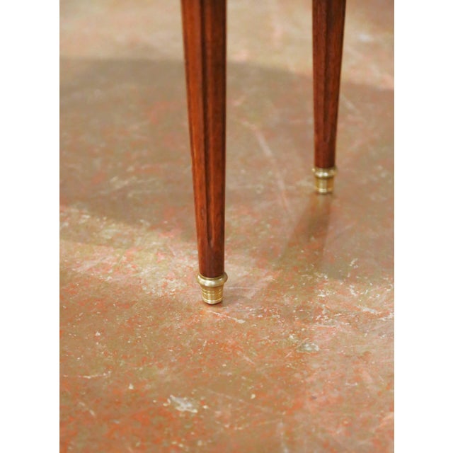 Pair of Vintage French Louis XVI Marble Top Mahogany Two-Drawer Nightstands For Sale - Image 11 of 14