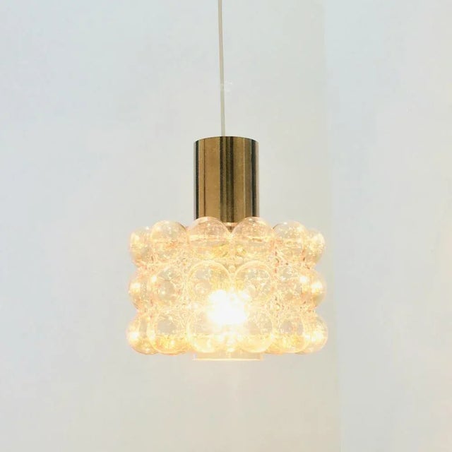 Mid-Century Modern Large Mid-Century Modern Amber Bubble Glass Pendant by Helena Tynell for Limburg, Germany, 1960s For Sale - Image 3 of 8