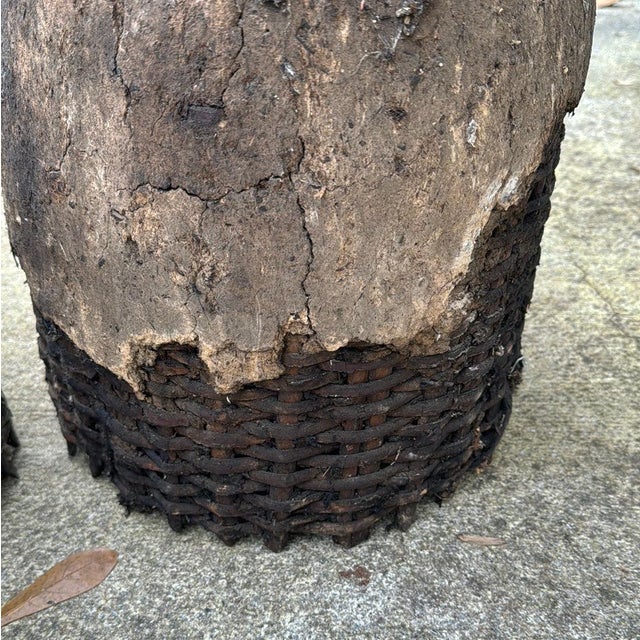 Pair of Rare Eastern European bee skep. Dark from smoke. 16”dia x 24”h 42-019