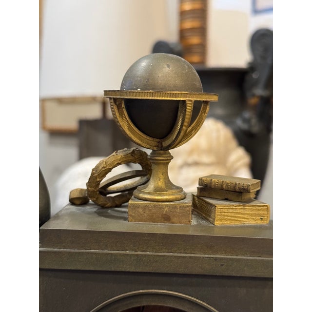 French Restoration Athena (Minerva) Patinated & Fire-Gilt Bronze Mantel Clock by Louis Alfred Baveux For Sale - Image 9 of 16