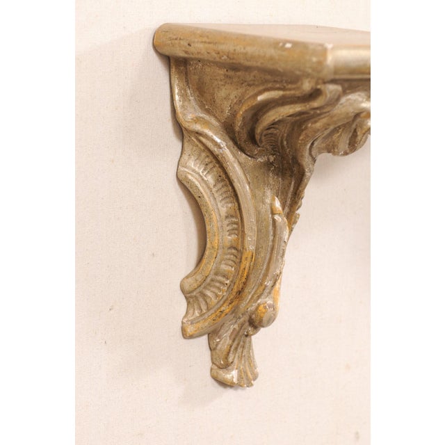 Wood 19th Century Italian Baroque Silver-Gilt Wood Wall Brackets - A Pair For Sale - Image 7 of 11