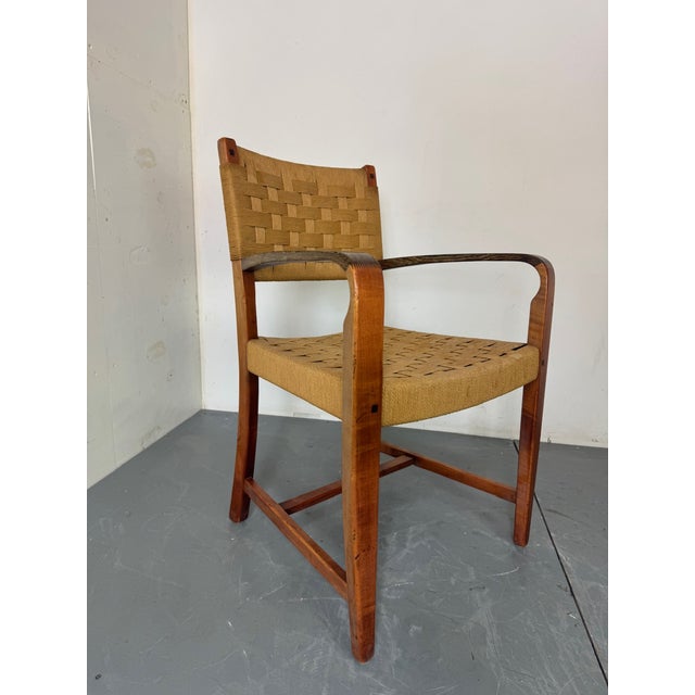 Scandinavian Style Wood and Rope Armchair, 1970s For Sale - Image 4 of 12