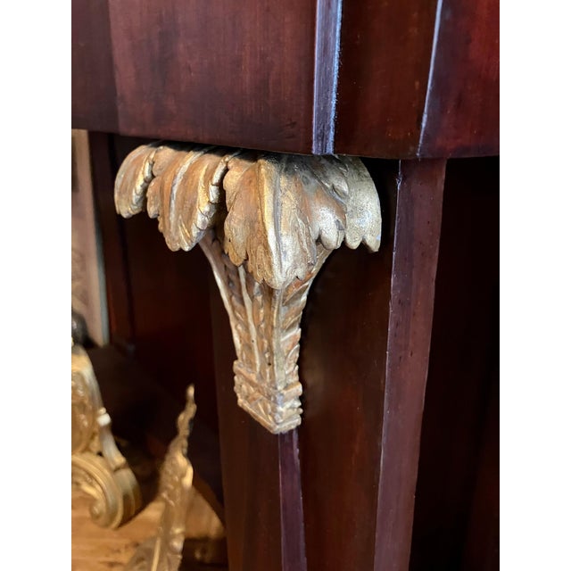 Italian Empire Mahogany and Parcel Gilt Console with Mirror and Carrara Marble Top For Sale - Image 6 of 18