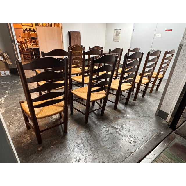 2010s Collection Reproductions Ladder-Back Dining Chairs, Set of Twelve For Sale - Image 5 of 12